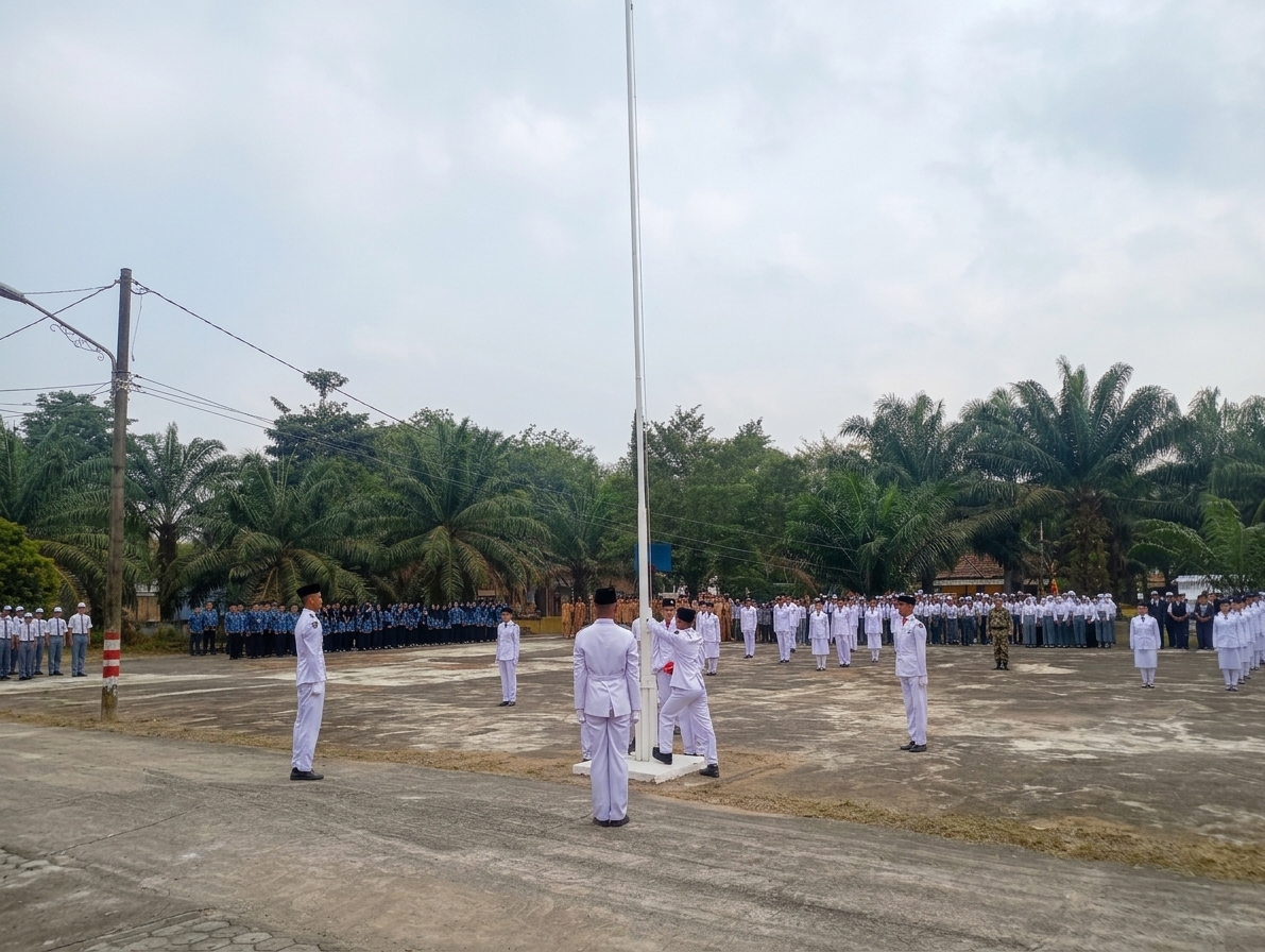 Dari Lapangan Kantor Camat Benakat, Merah Putih Berkibar Khidmat di HUT ke-81 RI